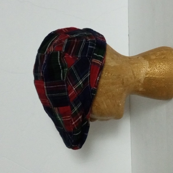 Dockers Patchwork Paperboy Cap Size S/M Blue Red Plaid Preowned - Picture 2 of 5